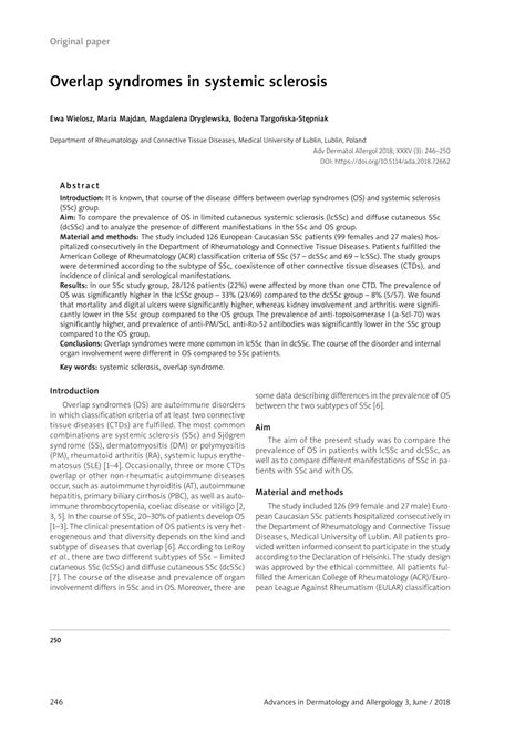 (PDF) Overlap syndromes in systemic sclerosis