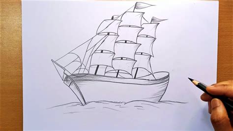 Simple Boat Pencil Drawing