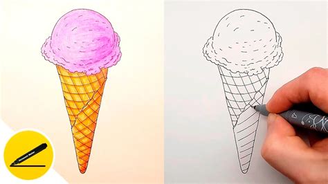 How to Draw a Ice Cream Cone Step by Step - YouTube