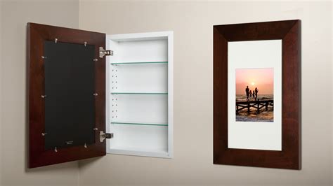 Extra Large Espresso Concealed Cabinet | Recessed In-Wall Medicine Cabinets with Picture Frame ...