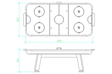 Air Hockey Table Plan & Elevation - Cadbull