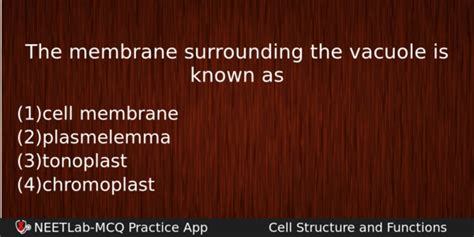 The membrane surrounding the vacuole is known as - NEETLab