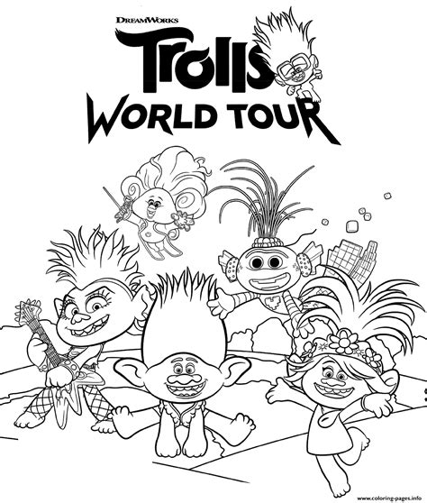 DreamWorks Trolls World Tour Coloring page Printable