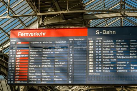 Train Timetable Information Board at Zurich Train Station, Switzerland Editorial Photography ...