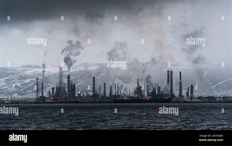 Environmental pollution. Toxic chemical gases releasing to atmosphere ...