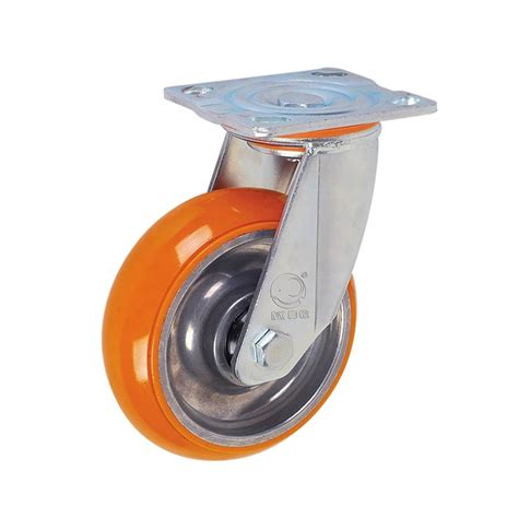 6 inch Aluminum Rim Yellow PU Plate Push Cart Orange Caster Wheels ...