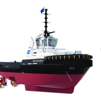 Various tugboat types offered by Damen Shipyards. From left to right ...