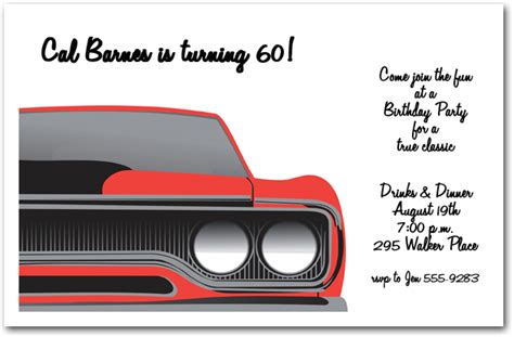 Red Muscle Car Party Invitations