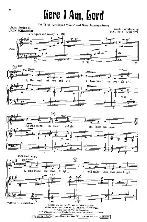 Here I Am Lord Sheet Music by Daniel L Schutte (SKU: A687) - Stanton's ...