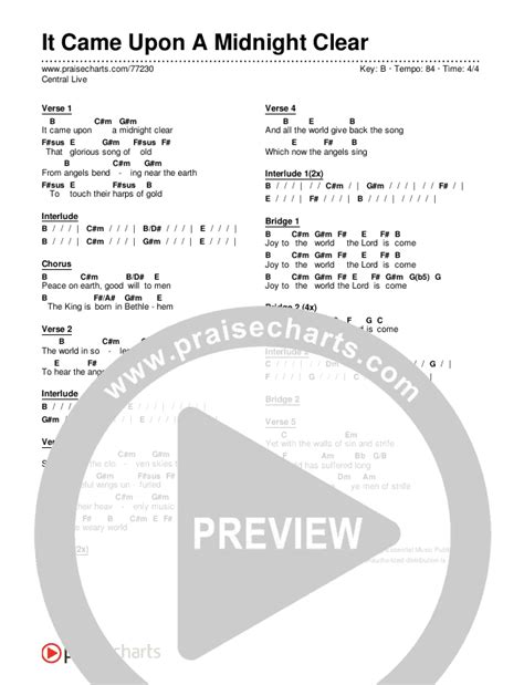 It Came Upon A Midnight Clear Chords PDF (Central Live) - PraiseCharts