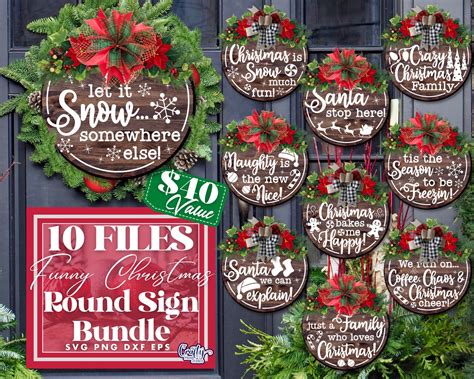 Funny Christmas Svg Bundle Funny Christmas Round Sign Svg - Etsy