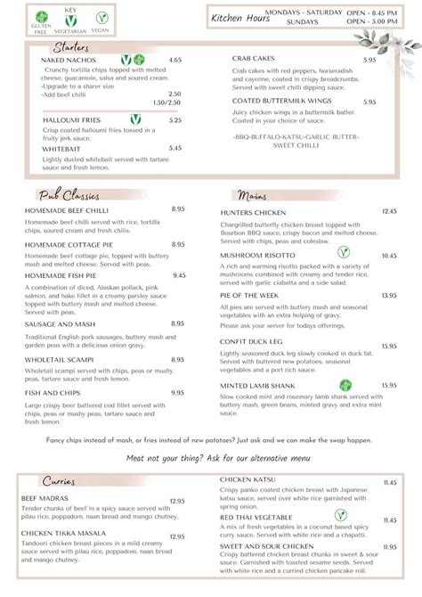 Menu at The Holly Bush pub & bar, Bordon