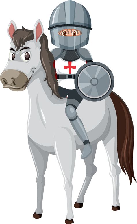 Knight riding horse cartoon character on white background 3222843 Vector Art at Vecteezy