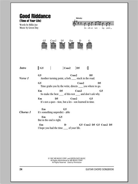 Good Riddance (Time Of Your Life) by Green Day - Guitar Chords/Lyrics ...