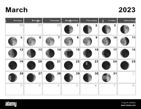 March 2023 Lunar calendar, Moon cycles, Moon Phases Stock Photo - Alamy