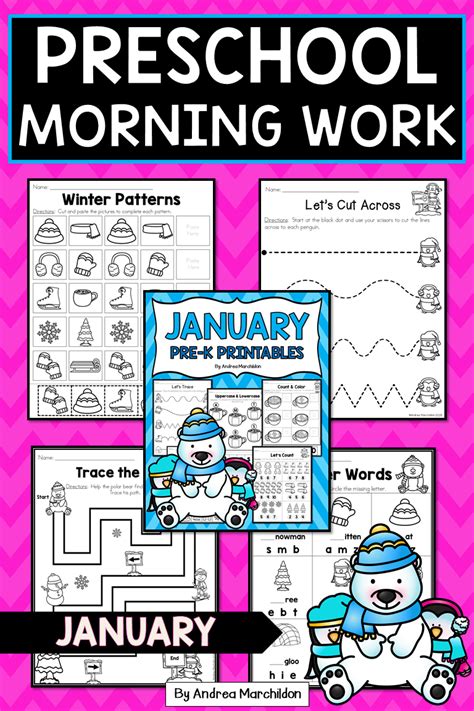 January Morning Work - Preschool Worksheets | Morning work preschool, Morning work, Morning work ...