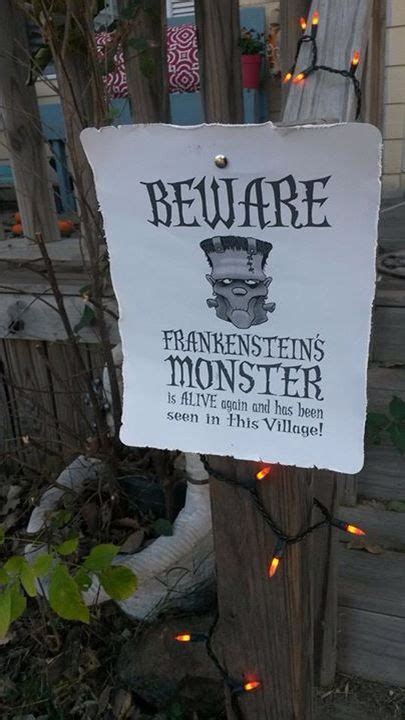 Frankenstein sign | Birthday halloween party, Frankenstein themes ...