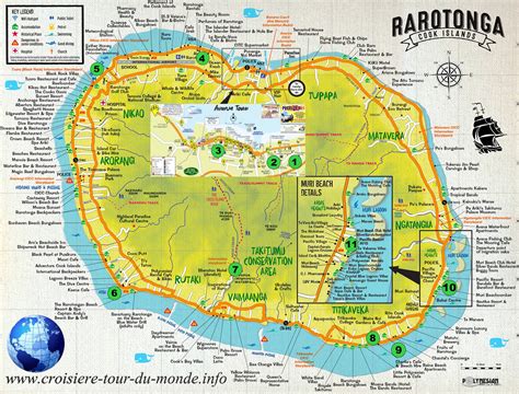 Carte touristique de Rarotonga aux îles Cook | croisiere-tour-du-monde.info