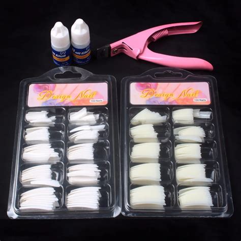 Aliexpress.com : Buy 200pcs False Nail Tips Fake Tips Half Cover Tools Set Gel Glue Cutter Nail ...