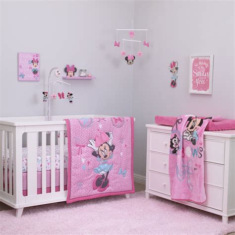 Disney Baby Minnie Mouse All About Bows 4 Piece Nursery Crib Bedding ...