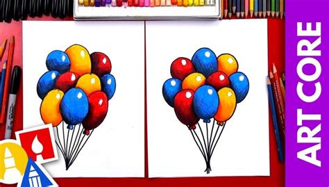 ART CORE: How To Draw Balloons With Shading And Overlapping | Art For ...