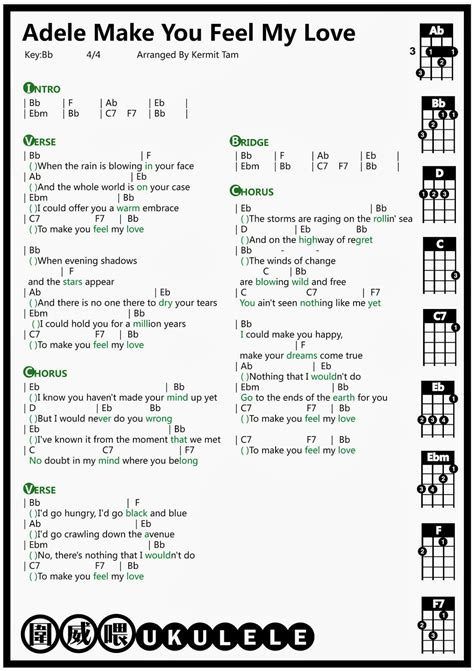 圍威喂 ukulele: Adele Make You Feel My Love [ukulele譜]