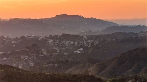 Sunset Over the Hollywood Hills, Los Angeles. Stock Image - Image of ...