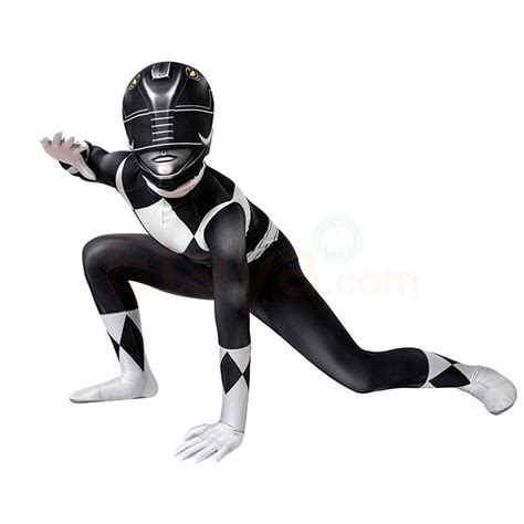 Kids Power Ranger Costume Black Mighty Morphin Power Rangers Cosplay Suit