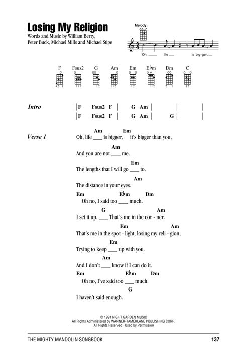 Losing My Religion by R.E.M. - Mandolin Chords/Lyrics - Guitar Instructor