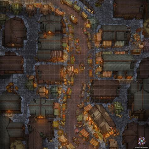 [OC][Art] City Market Battle Map 30x30 : r/DnD
