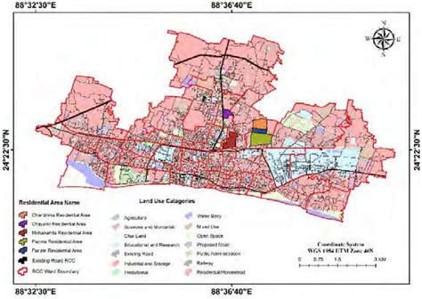 Land use of Rajshahi City Corporation and location of the residential... | Download Scientific ...