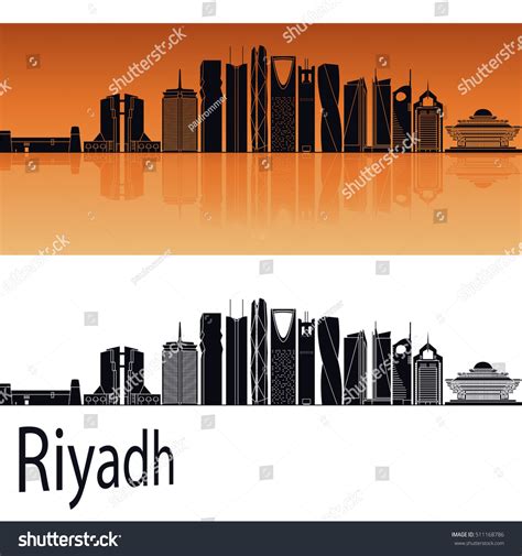 Riyadh V2 Skyline Orange Background Editable Stock Vector (Royalty Free ...