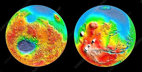 3-D topography of Mars - Stock Image - R350/0134 - Science Photo Library