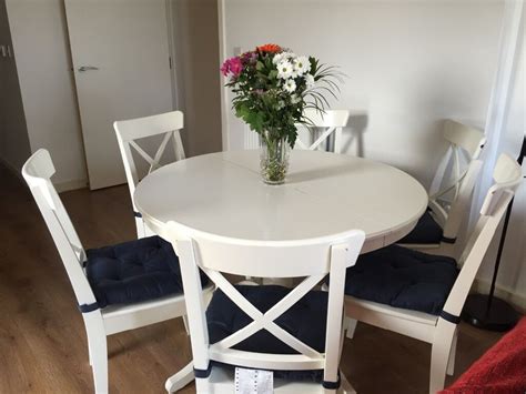 Ikea White Dining Table - Ikea white extendable dining table with 4 ...