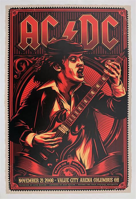 AC/DC Columbus 2008 original Concert Poster Ken Taylor Angus Young in 2021 | Concert poster art ...