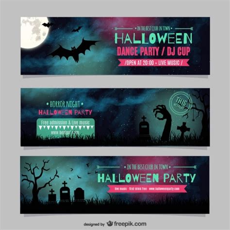 Halloween dance party banner templates Vector | Free Download