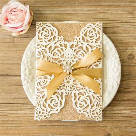 Wedding Rose Design Laser Cut Wedding Invitation Cards - Wedding Wish