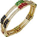 Gold Bangles - Ruby Gemstone Studded Gold Bangle Exporter from Jaipur