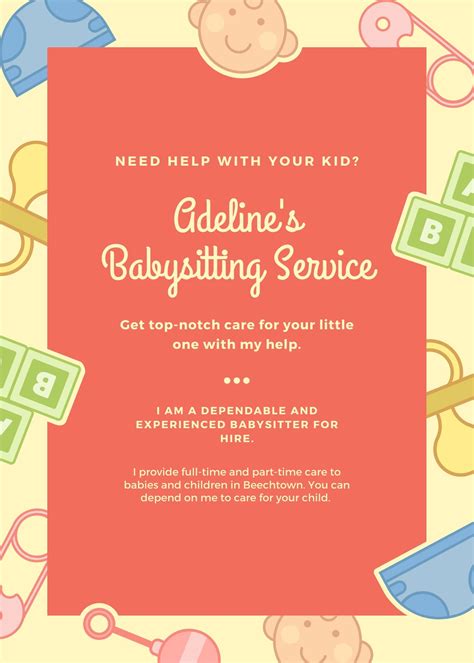 Free Printable Babysitting Flyer Templates - FREE PRINTABLE