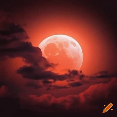 Crimson moon in the night sky