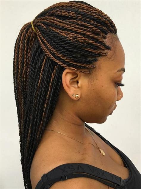 Black Rope Twists With Highlights Box Braids Hairstyles, Senegalese Twist Hairstyles, Side ...