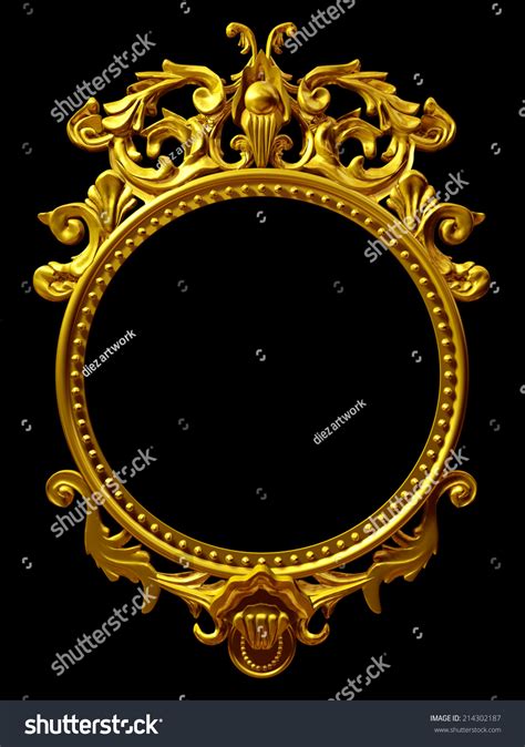 Golden Frame With Baroque Ornaments In Gold For Pictures Or Mirror Stock Photo 214302187 ...