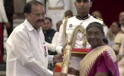 Chiranjeevi and Venkaiah Receive Padma Vibhushan | greatandhra.com