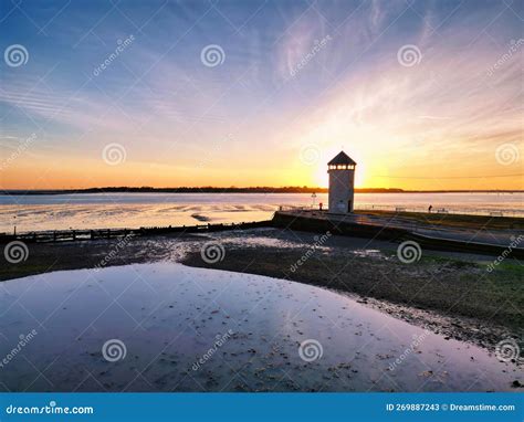 Sunset at the River Colne and Brightlingsea Beach in Essex Stock Image ...