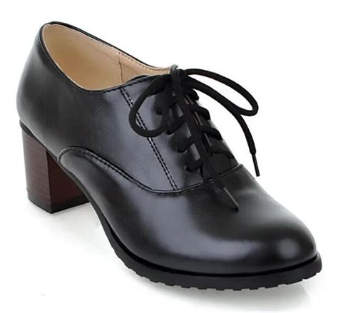 Free Shipping Women Casual Office Work Shoes Single Comfortable lady Heel Shoes Ladies Leather ...