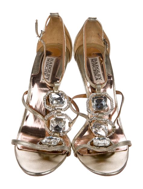 Badgley Mischka Jewel Accented Metallic Sandals - Shoes - BAG21426 | The RealReal