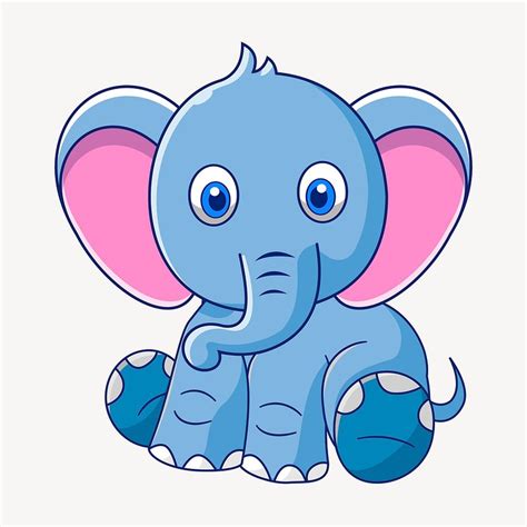 Baby elephant clipart, animal cartoon | Free Photo - rawpixel