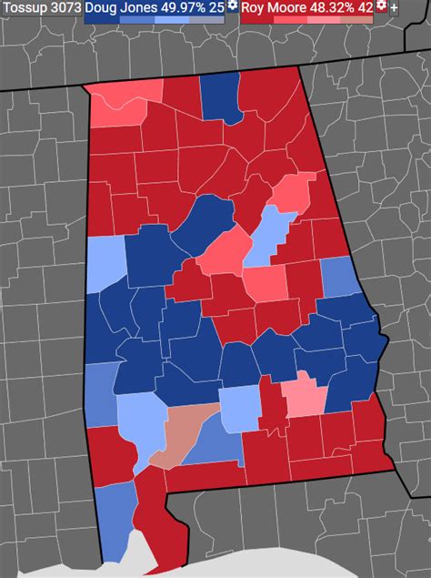 Alabama 2017 & 2020 Senate Election County Map : r/YAPms