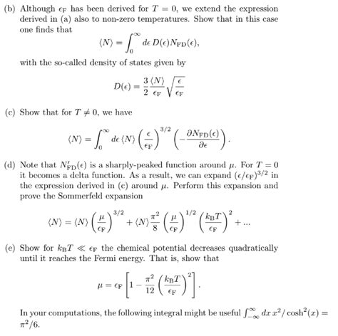 Solved The Fermi energy and the Sommerfeld expansion - ﻿The | Chegg.com