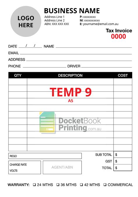 Invoice Books Templates | Docket Book Printing